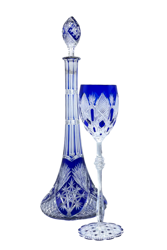 TSAR BACCARAT CARAFE ET VERRE À VIN BLEU